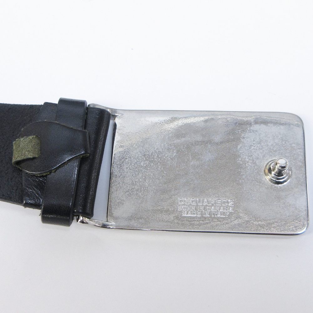 ディースクエアード DSQUARED2 レザーベルト バックル ロゴ プレート