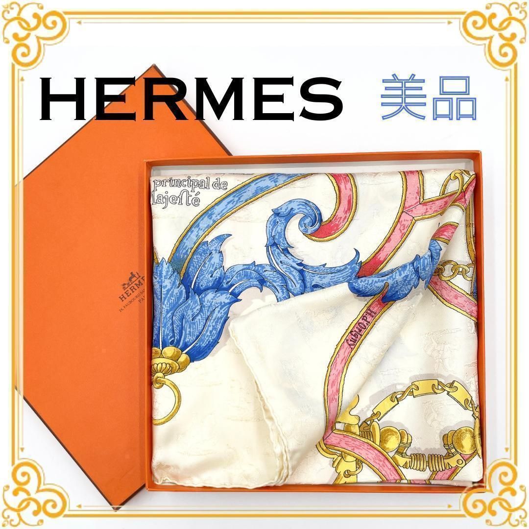 ✨️美品✨️ エルメス カレ90 帝王学 スカーフ レディース ホワイト