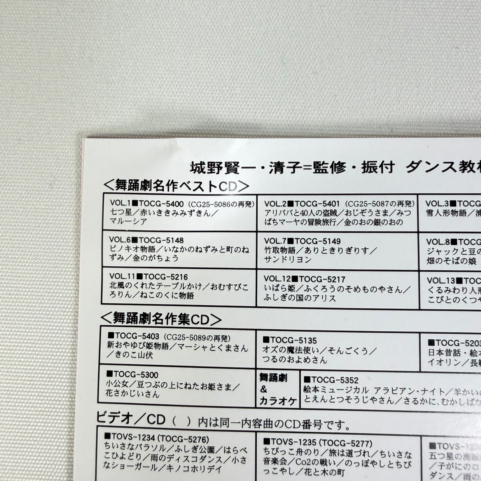 廃盤CD 舞踊劇名作ベスト Vol.6 ピノキオ物語 いなかのねずみと町の 