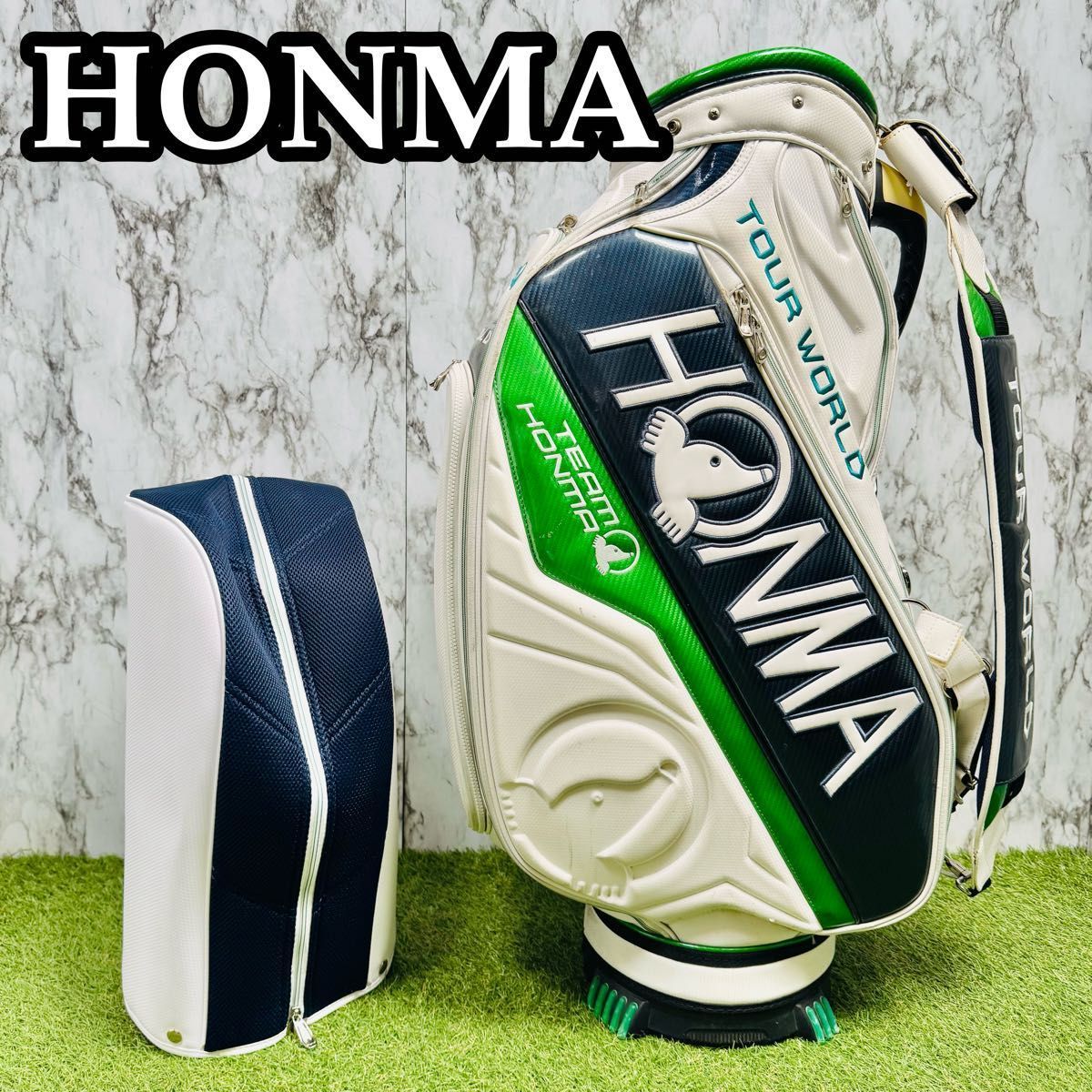 ホンマ ツアーワールド キャディバッグ ツアーバッグ 3点式 プロモデル 良品】ホンマ ツアーワールド カート式 キャディバッグ ツアーバッグ 3