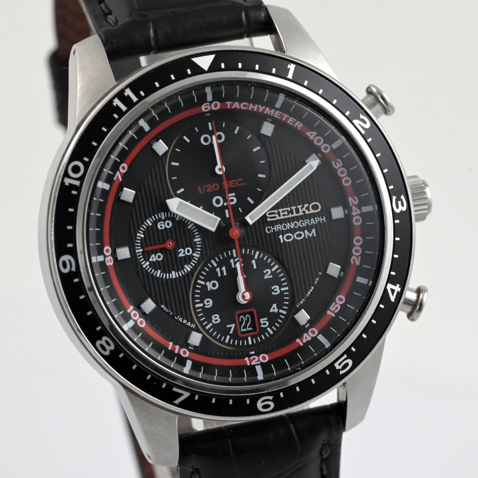 セイコー メンズ クォーツ クロノグラフ 43mm ブラック文字盤 