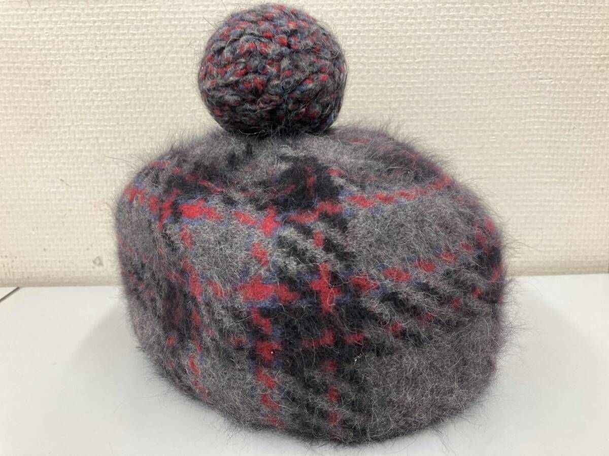 VIVIENNE WESTWOOD／ポンポン付きニット帽／チェック柄／ベレー