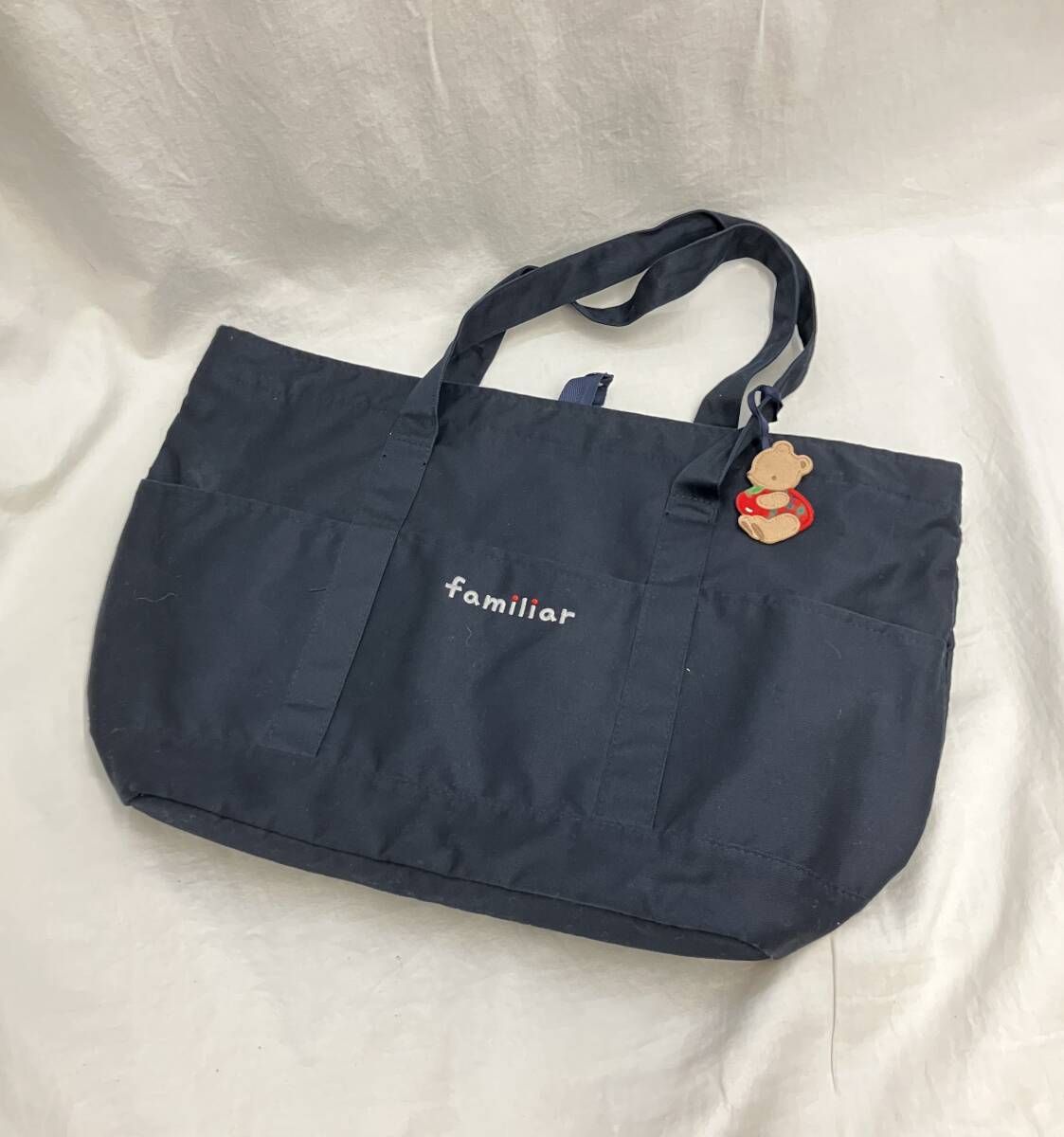 familiar ファミリア マザーズバッグ ネイビー 紺 綿 ファミリア