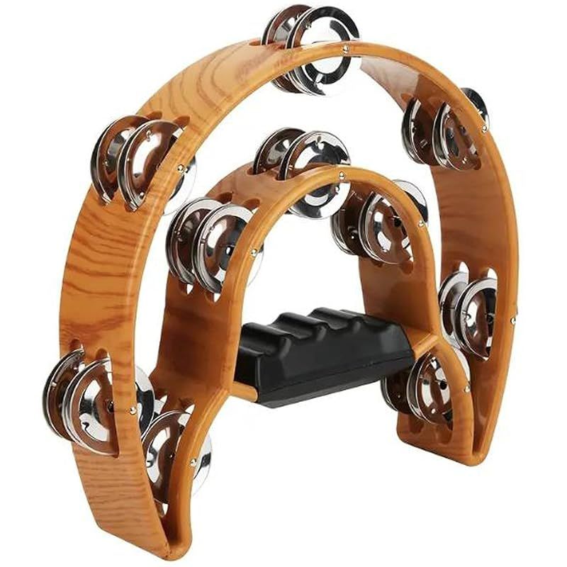 Silver ＆ Style モンキー タンバリン 楽器 2列 ジングル 打楽器 パーカッション 鈴 木目柄 (木目柄)