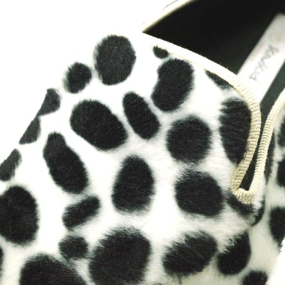 Sciuscia シューシャ イタリア製 TRAGARA DALMATIAN ダルメシアン柄 カンフーシューズ 40(25cm) WHITE/BLACK ベロア シューズ【中古】【Sciuscia】 Sciuscia シューシャ イタリア製 TRAGARA DALMATIAN ダルメシアン柄