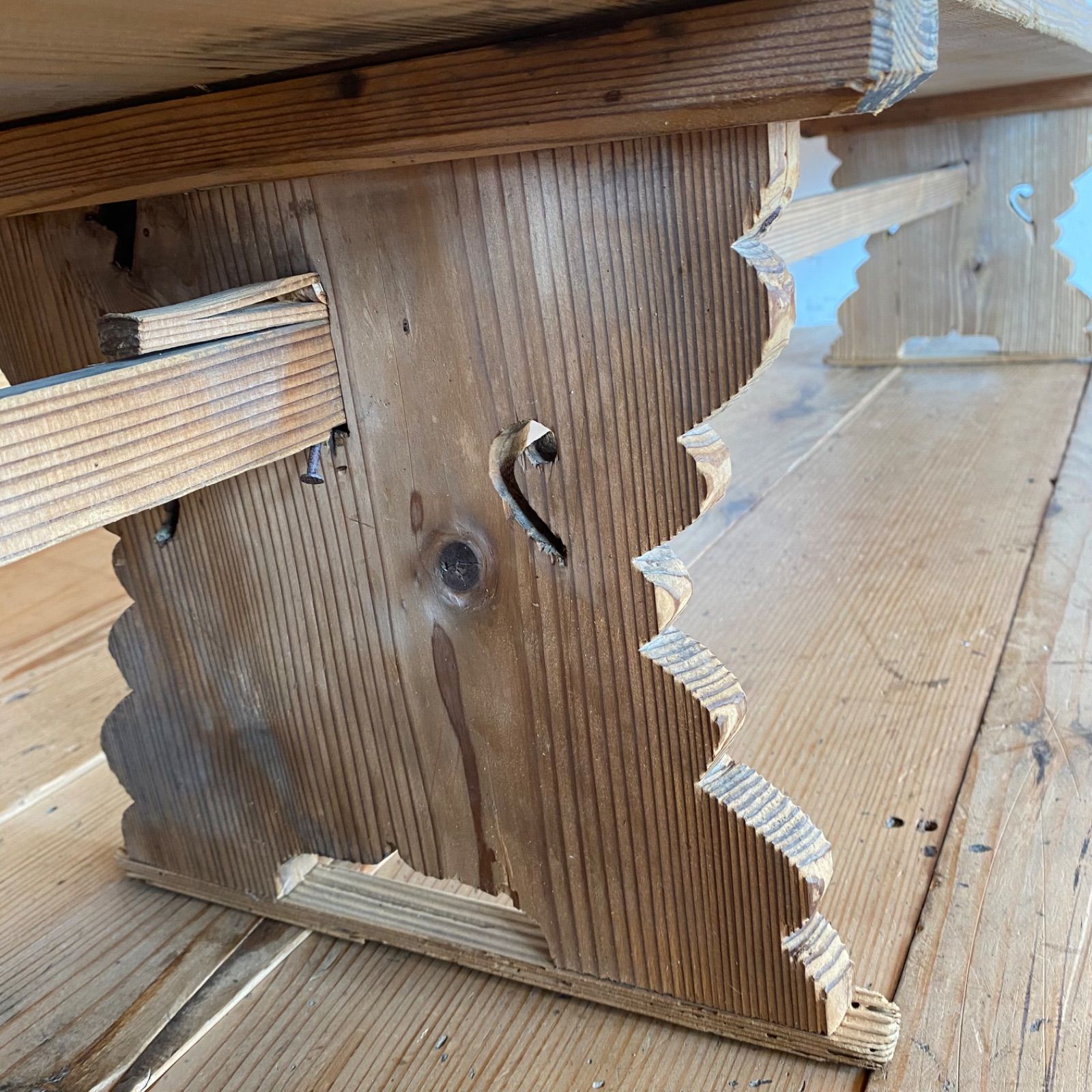 アンティーク 展示台 テーブル 机 一枚板 無垢材 Y644 - メルカリ