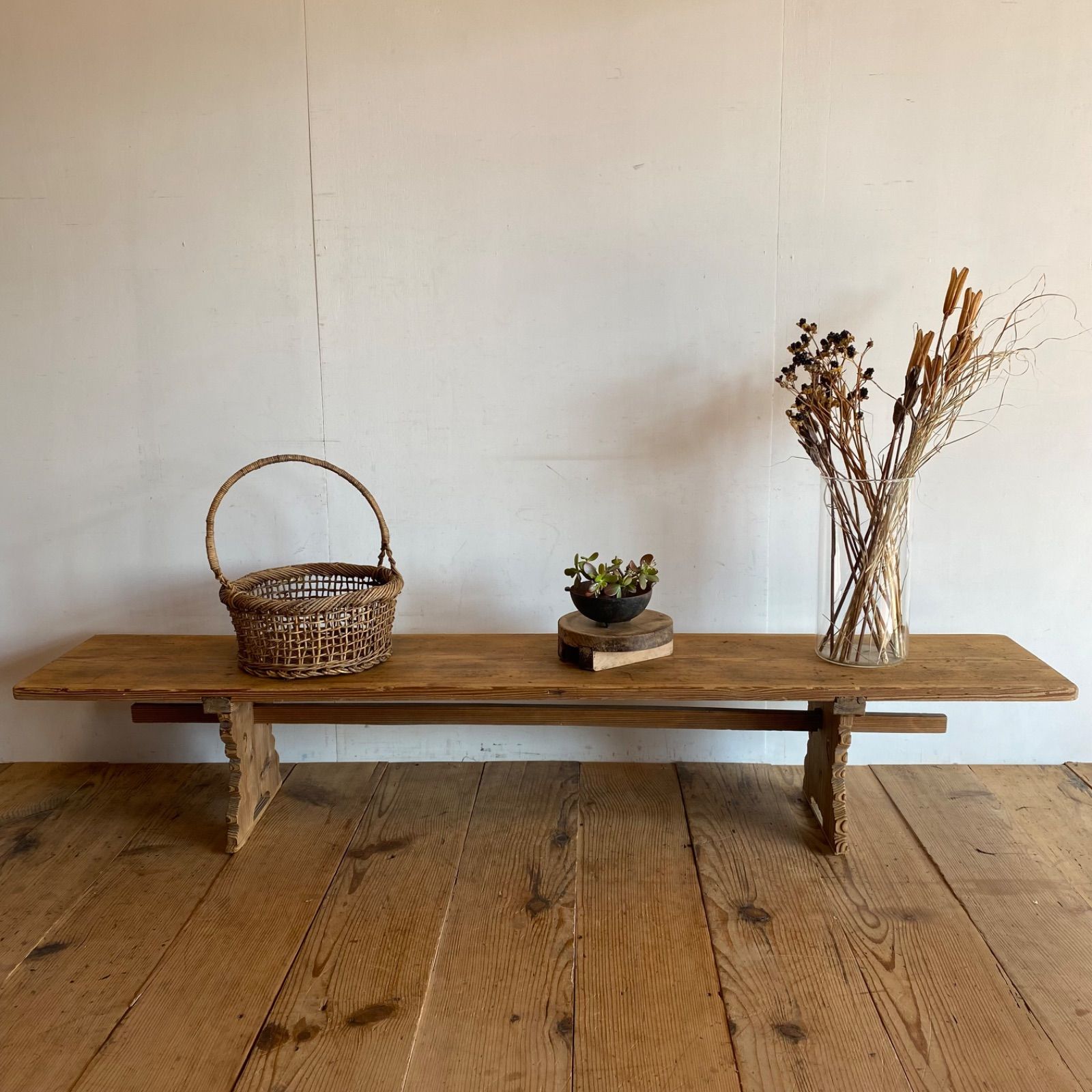 アンティーク 展示台 テーブル 机 一枚板 無垢材 Y644 - メルカリ