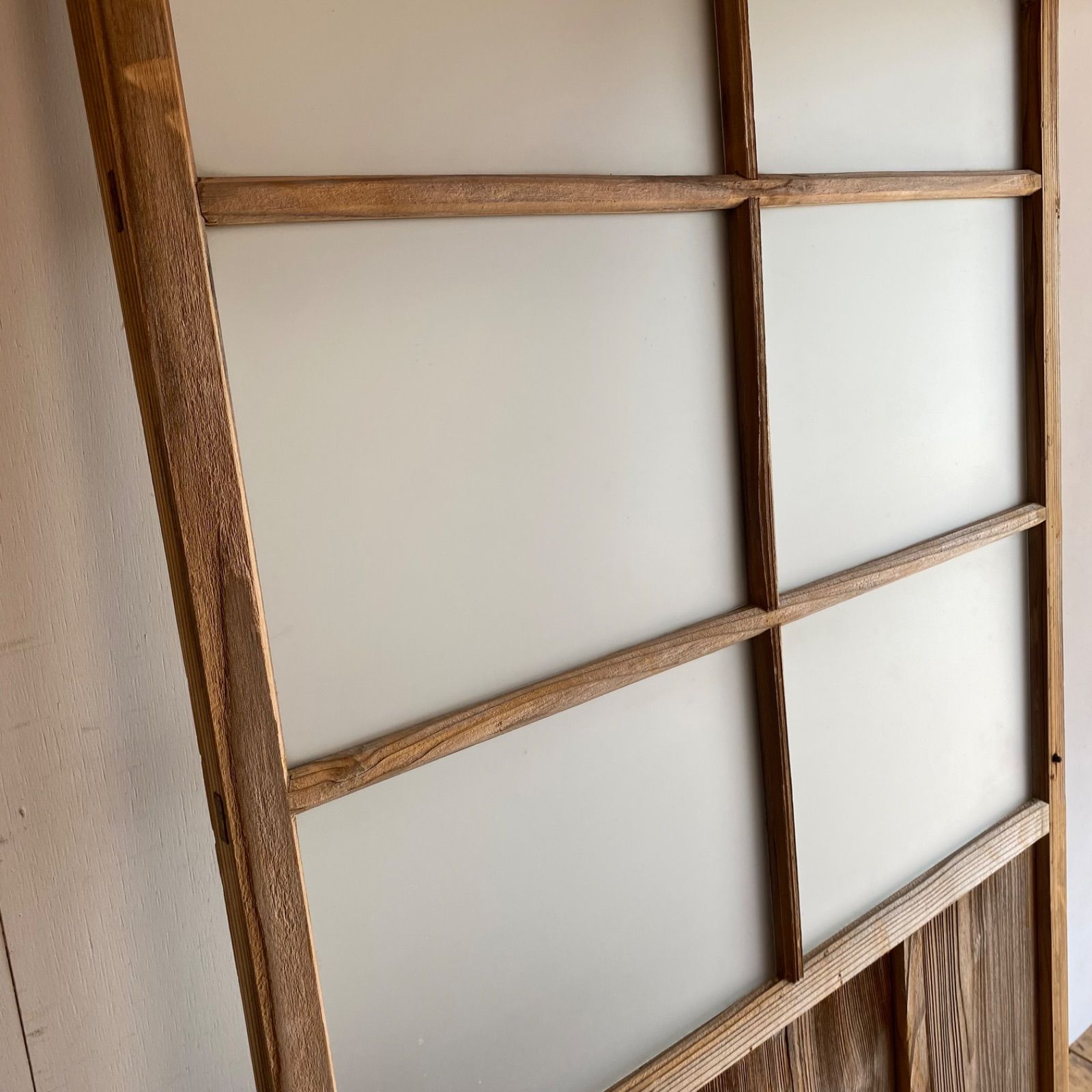 アンティーク ガラス戸 すりガラス 建具 木枠 木製 無垢材 Y655 - メルカリ