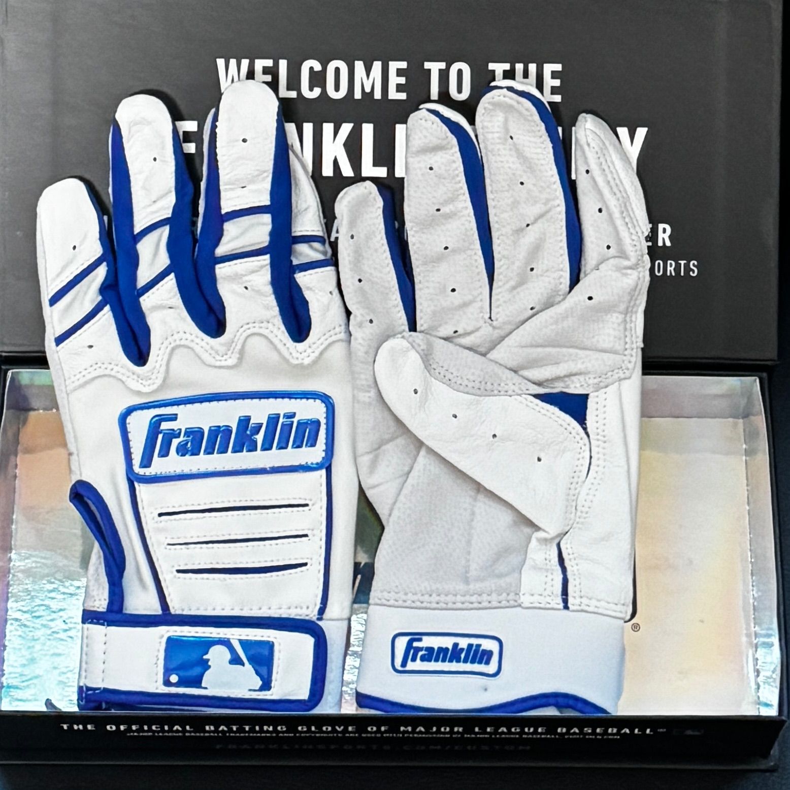 Franklin CFX Pro ホワイト ブルー Sサイズ バッティング グローブ 
