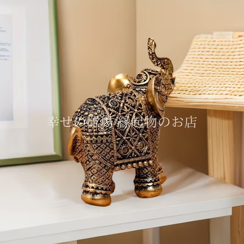 271453 YISHUI 風水グッズ ゾウ 装飾小物 縁起物 金運 象 ゾウ 置物 オブジェ エレファント 風水 開運 金運 幸運 招福 縁起物