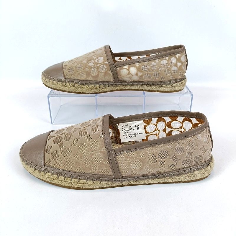 COACH コーチ エスパドリーユ スリッポン 6.5B G4819 グレージュ 箱