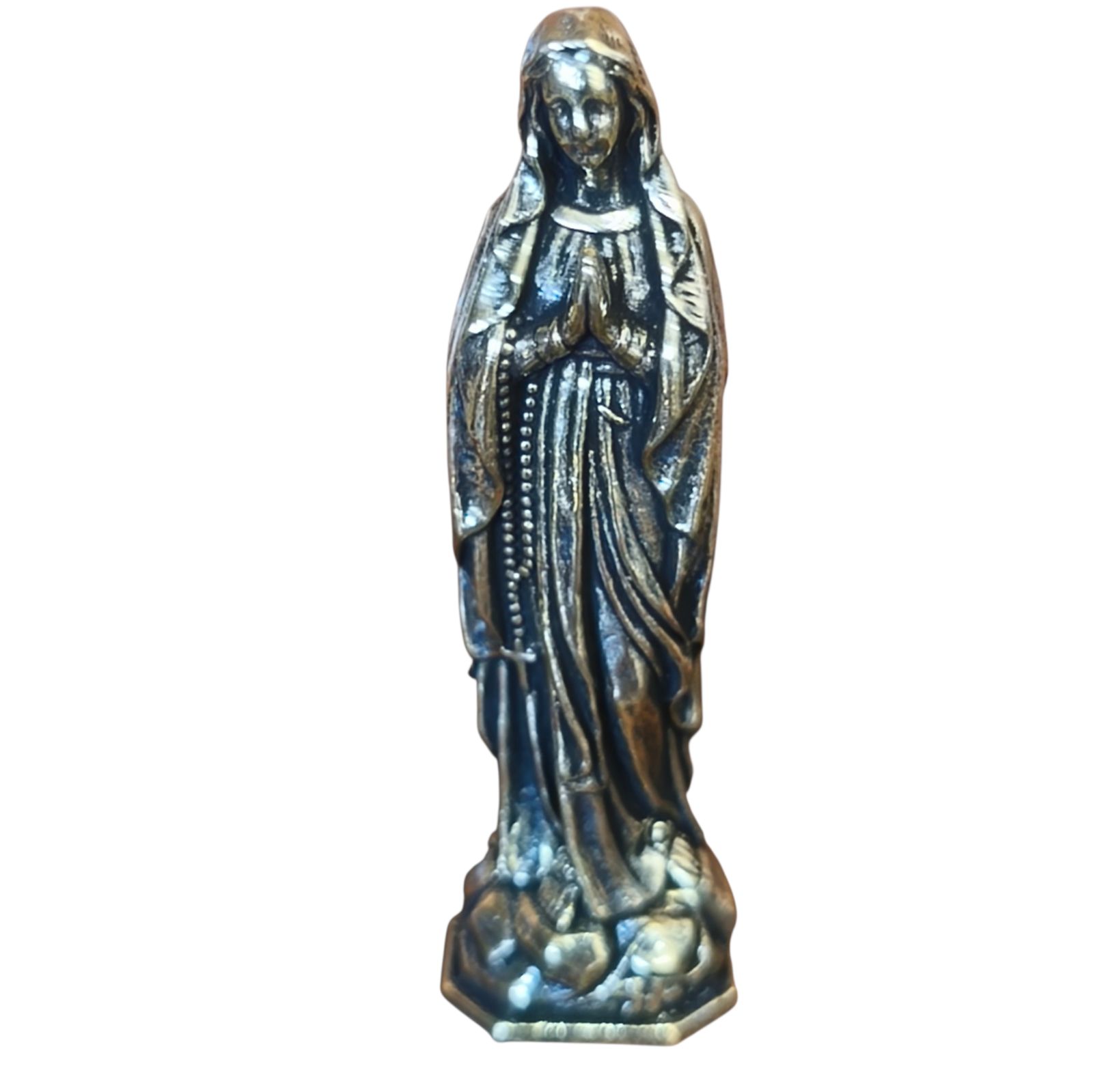 A69 真鍮製 聖母マリア像 ブラス 置物 コンパクト仏像 開運 守護 風水