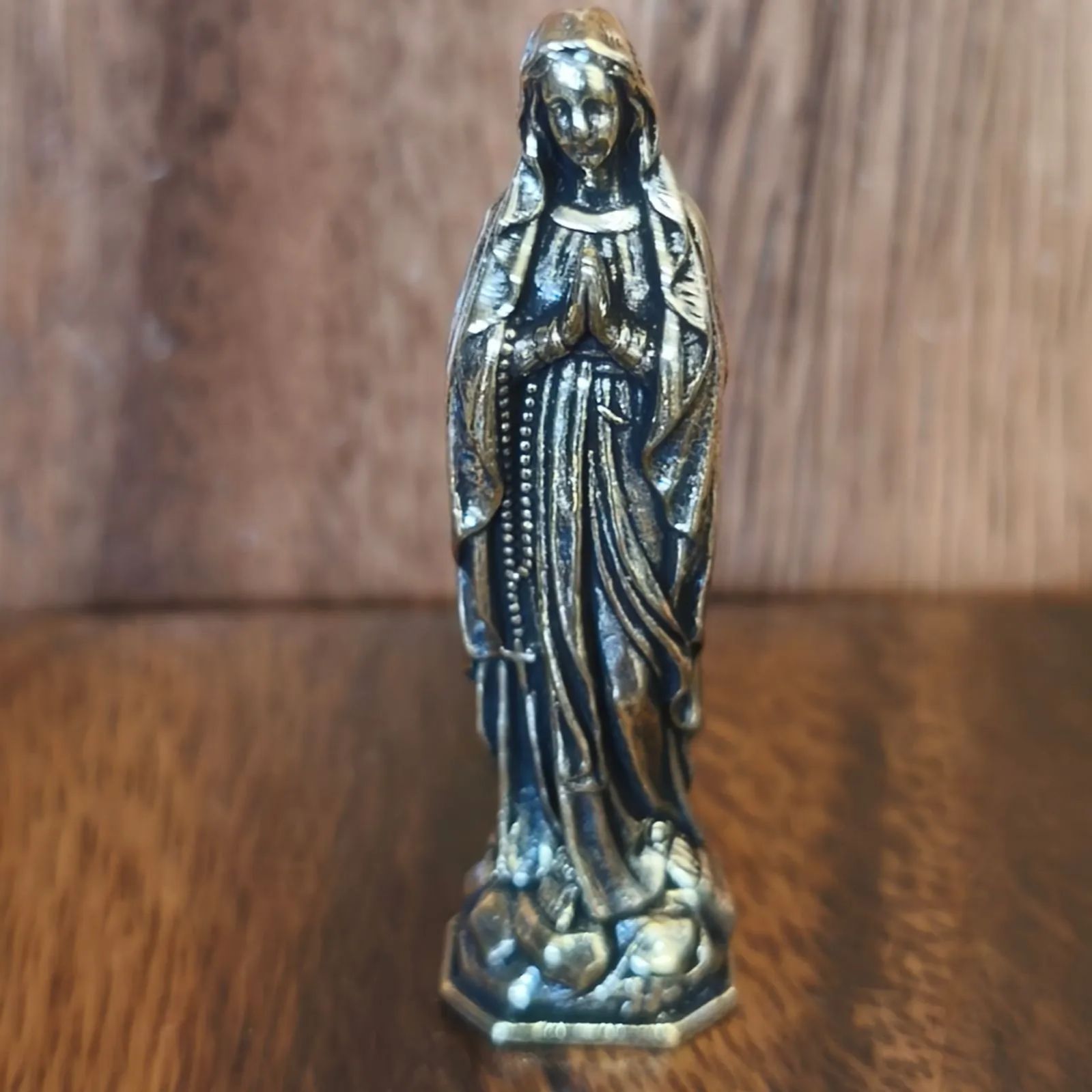 A69 真鍮製 聖母マリア像 ブラス 置物 コンパクト仏像 開運 守護 風水