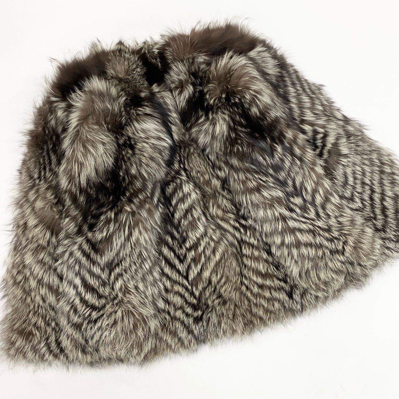 8b22 シルバーフォックス ファーコート サイズF 茶系 本毛皮 Silver