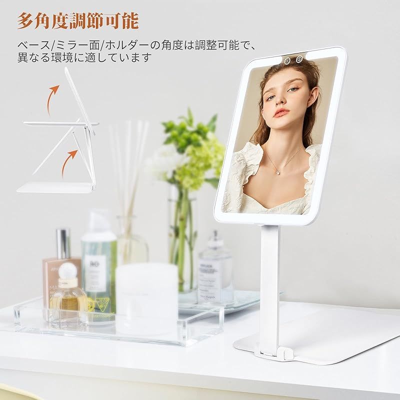 定番，新品】 MILPROX 折り畳み式 LED化粧鏡 女優ミラー 卓上ミラー
