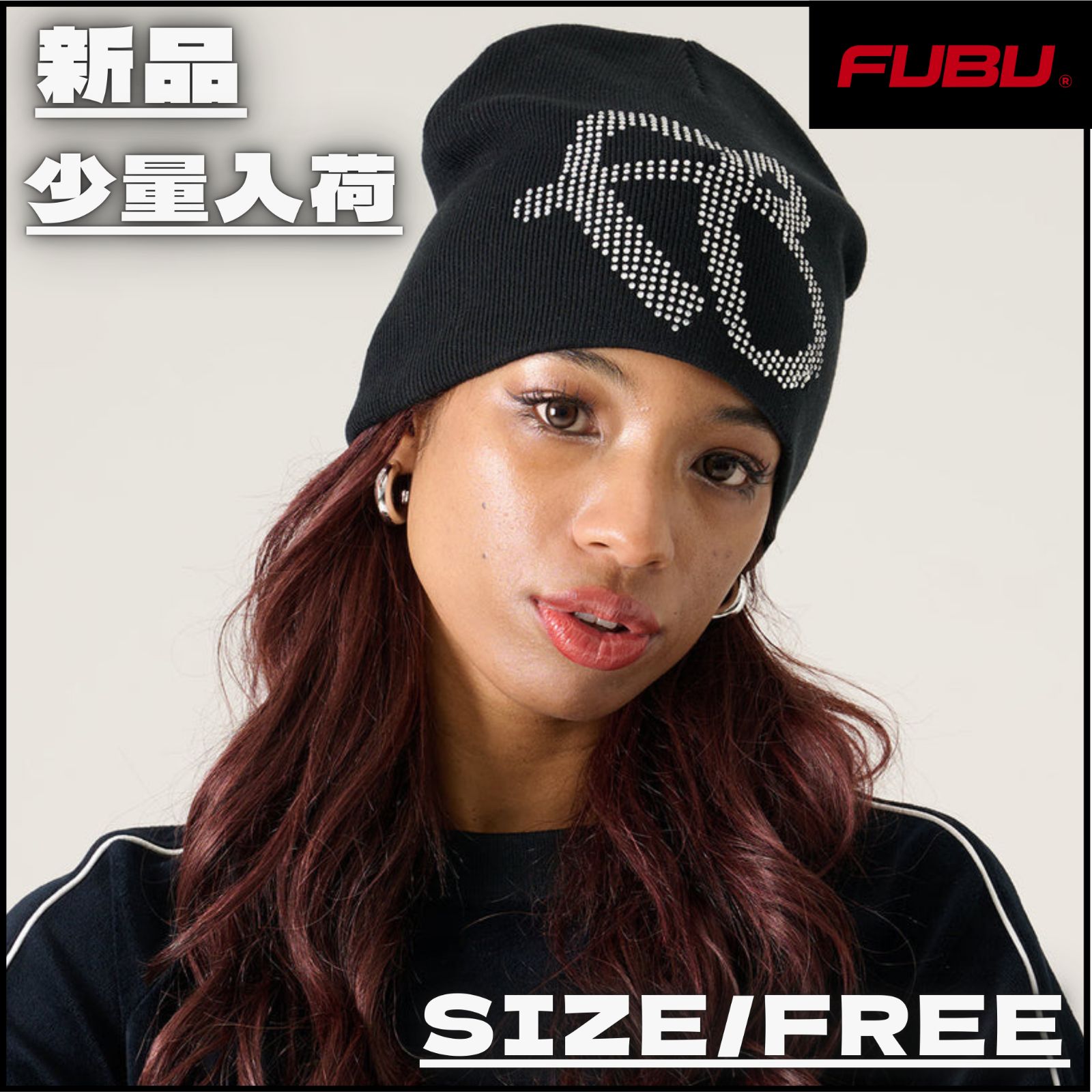 新作】【FUBU／フブ・ラインストーンビーニー（ブラック）】ストリート