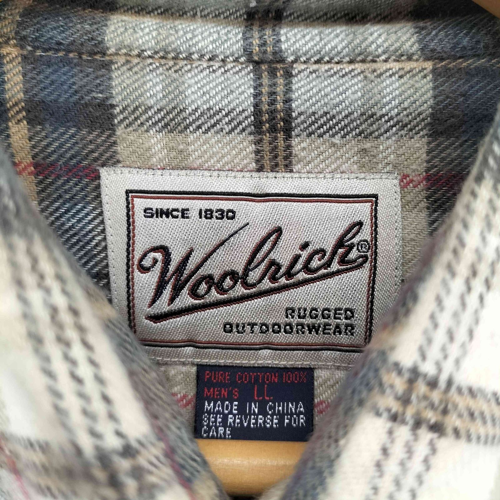 セールクーポン 美品▽WOOLRICH ウールリッチ チェック柄 ロゴボタン 