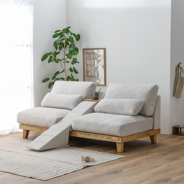 フラッフィルソファ 2P ストーンホワイト SWH 組立式