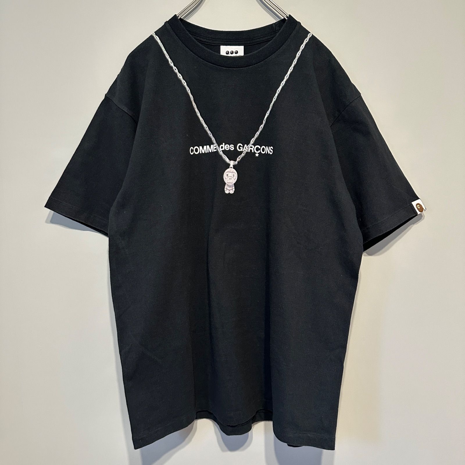 A BATHING APE アベイシングエイプ 23SS×COMME des GARCONS Osaka Milo Chain #2 Tee コムデギャルソン マイロチェーンネックレスプリント半袖Tシャツ 002TEJ221902C ブラック