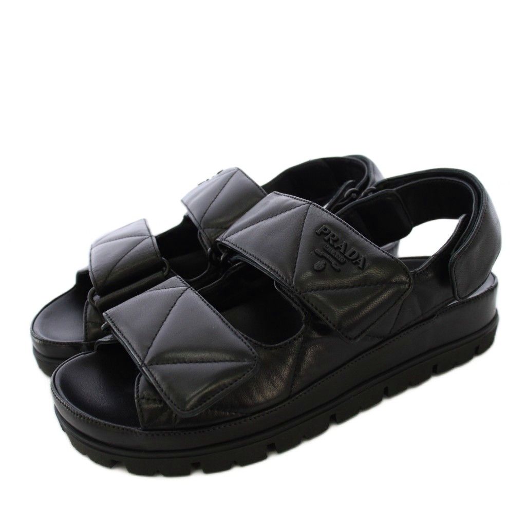 プラダ PRADA モノリス ナッパレザー サンダル 35 黒 /KH - メルカリ