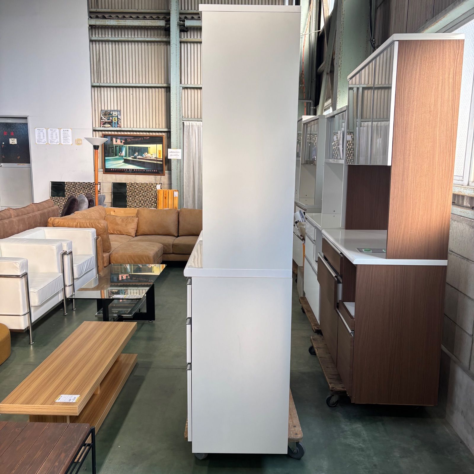 倉庫前引取値下げあり】松田家具 食器棚 キッチンボード 横幅117cm 高