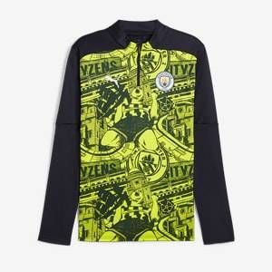 【送料無料・匿名配送】PUMA プーマ マンチェスター・シティ 24/25 プレマッチ トップ 黄（イエローグロウ）紺（マジックブルー）練習着 長袖 トレーニングウェア 新品 正規品 並行輸入 日本未発売