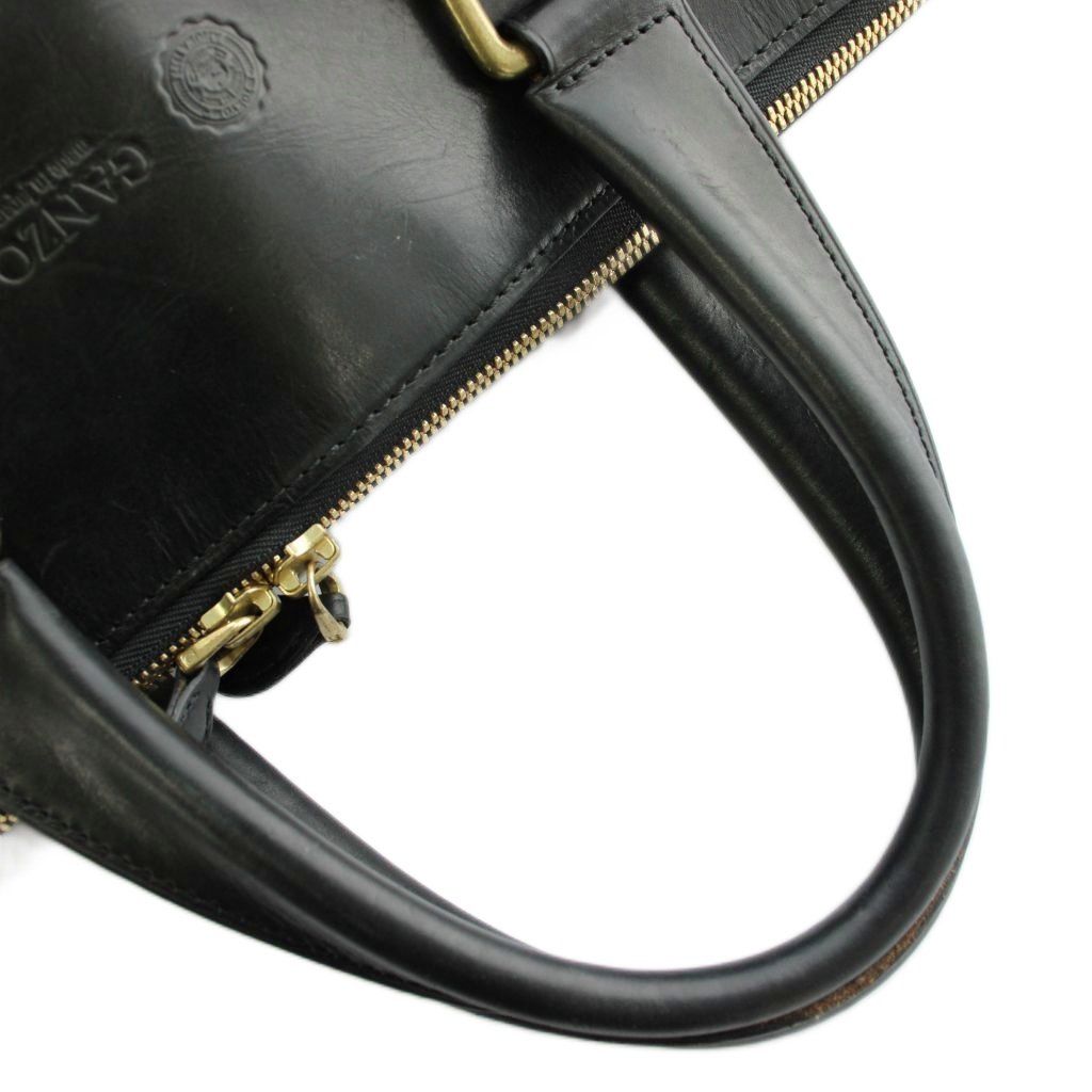 ガンゾ GANZO ビジネスバッグ ブリーフケース レザー ロゴ 型押し 黒