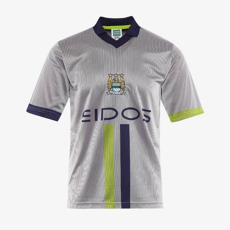 【送料無料・匿名配送】Score Draw マンチェスター・シティ 2000 アウェイ レプリカシャツ レプリカユニフォーム Tシャツ 半袖 灰（グレー）緑（グリーン）新品 正規品 並行輸入 日本未発売