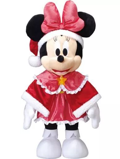 [Used] plush toy BIG! Minnie Mouse Standing Plush Toy “Happy Lottery Disney Christmas Ornament Lottery 2018” Last Prize