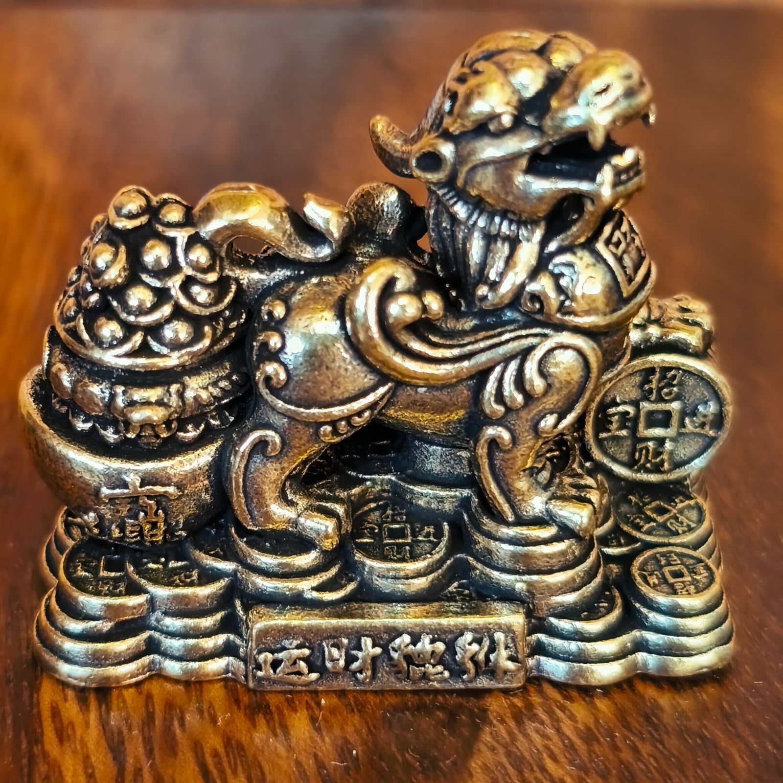 A73 貔貅 ヒキュウ ペア 2匹セット 真鍮製 置物 ブラス 開運 風水 金運