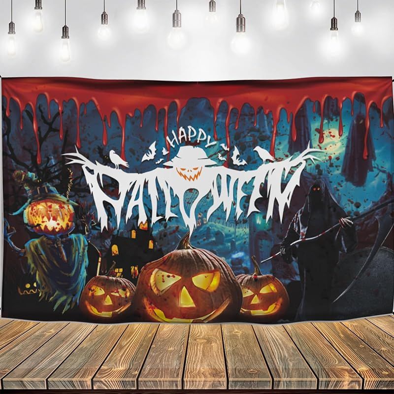 ZEZYXUFM ハッピーハロウィンバナー タペストリー 壁掛け ハロウィン用