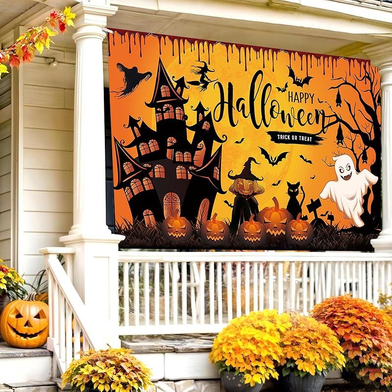 ハロウィン タペストリー 180×110cm 特大 背景布 ハロウィン飾り Happy
