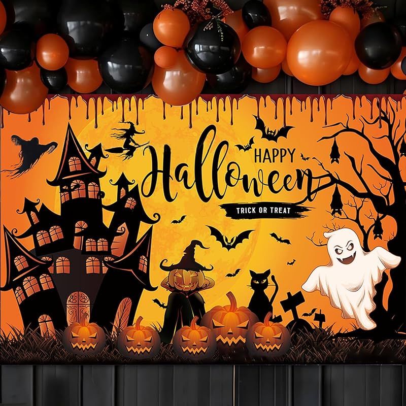 ハロウィン タペストリー 180×110cm 特大 背景布 ハロウィン飾り Happy