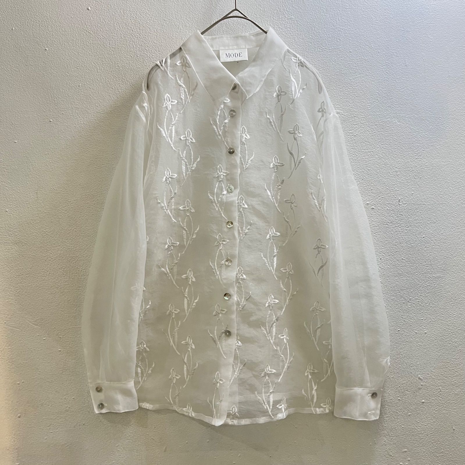 ヨーロッパ 90s シアーシャツ ヴィンテージ ブラウス 刺繍 白 ヨーロッパ 90s シアーシャツ ヴィンテージ ブラウス 刺繍 白