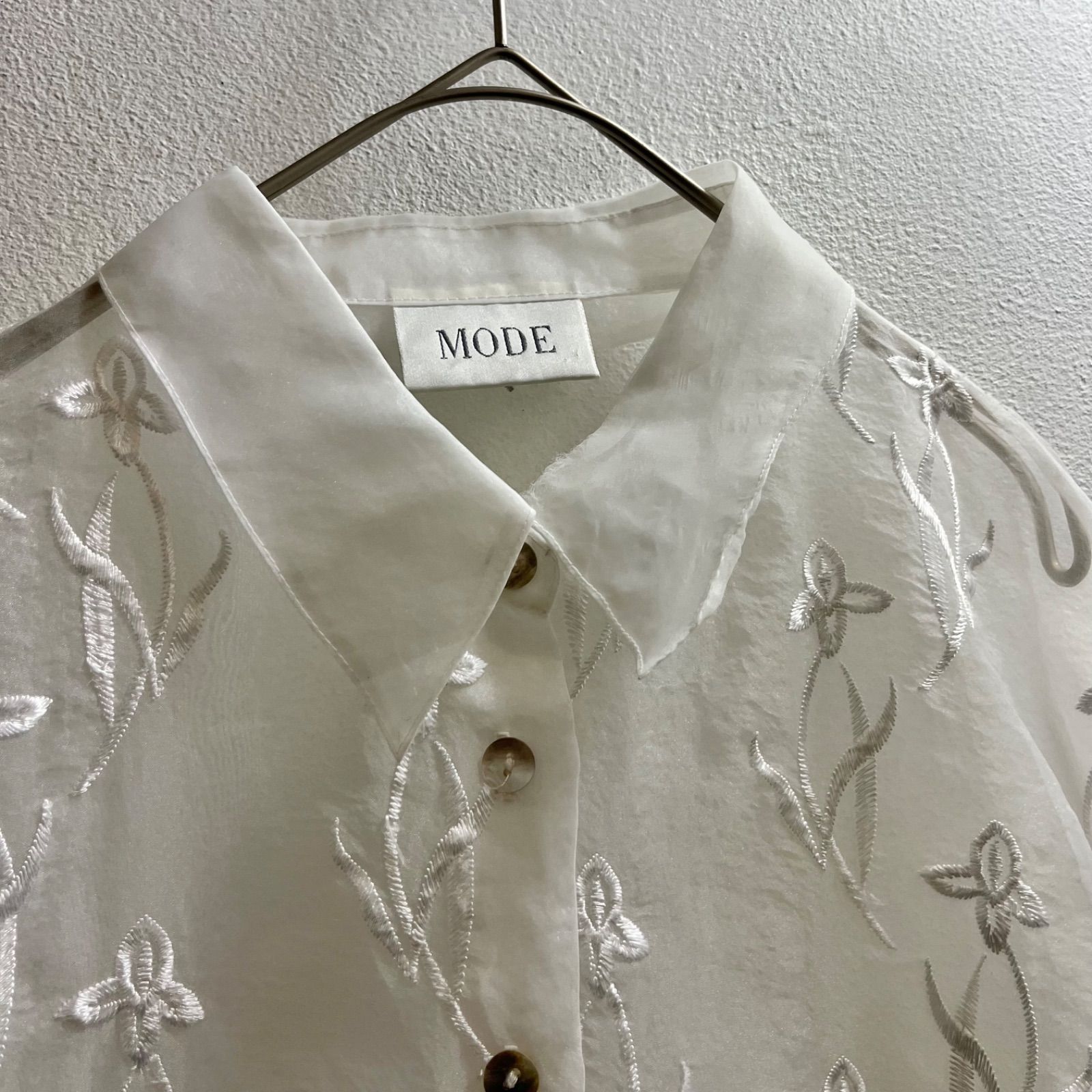 ヨーロッパ 90s シアーシャツ ヴィンテージ ブラウス 刺繍 白 ヨーロッパ 90s シアーシャツ ヴィンテージ ブラウス 刺繍 白