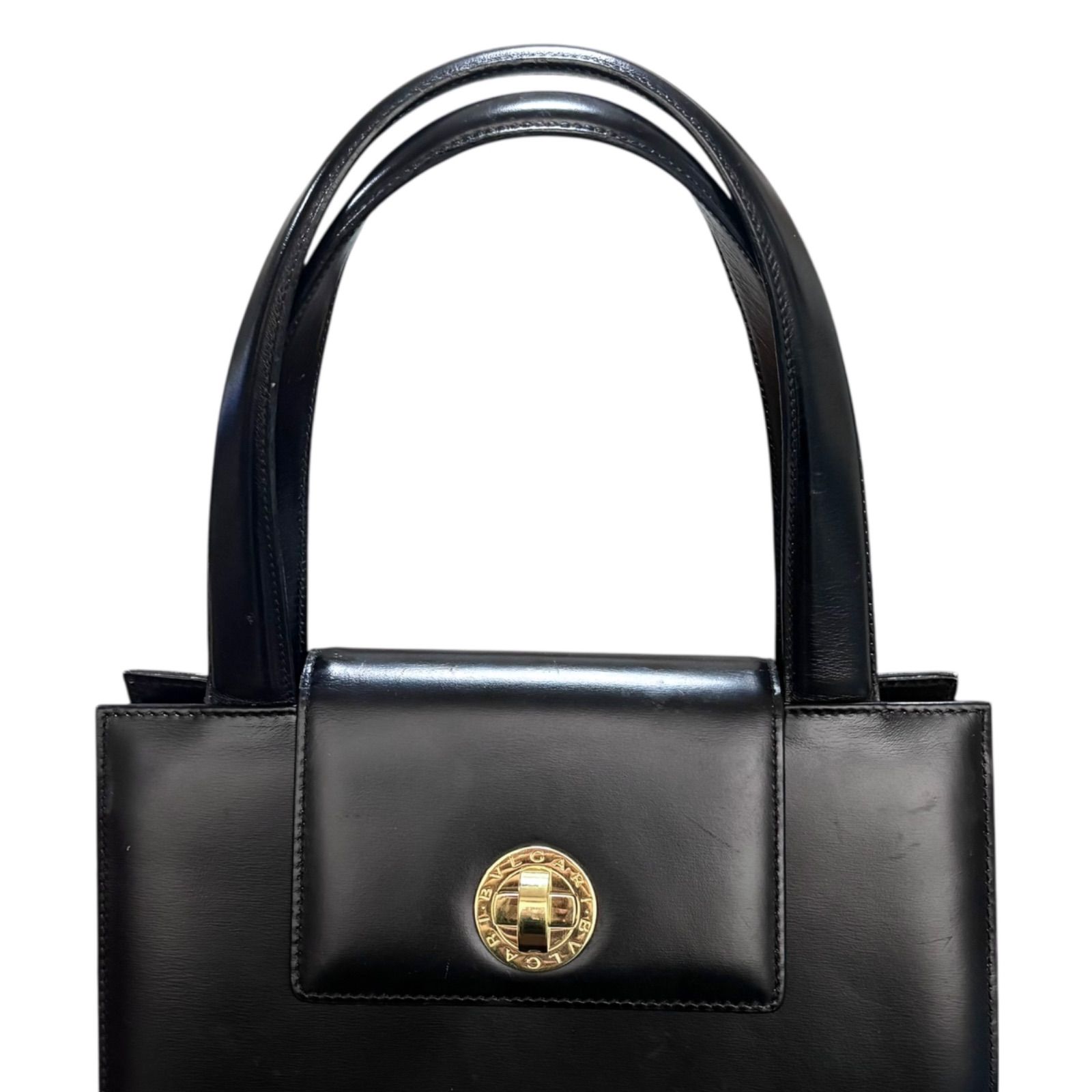 ブルガリ BVLGARI レザー ハンドバッグ ターンロック ロゴ ロゴマニア 