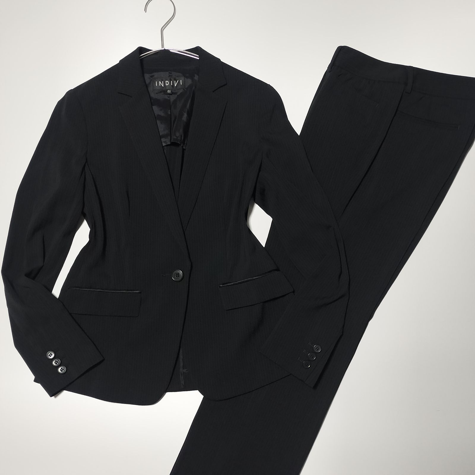 洗える【美品】INDIVI インディヴィ ストライプ パンツセットアップ 05