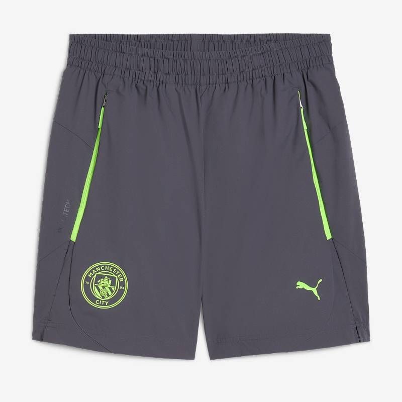 【送料無料・匿名配送】PUMA プーマ マンチェスター・シティ 25/26 プレマッチ ウーブン ショーツ ショートパンツ 短パン 灰（ギャラクティックグレー）緑（プログリーン）新品 正規品 並行輸入 日本未発売