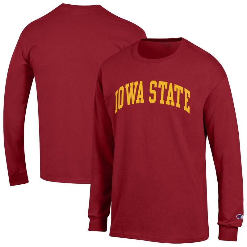 チャンピオン メンズ トップス Tシャツ Mens Champion Cardinal Iowa State Cyclones Basic Arch Long Sleeve TShirt Isu Red レッド