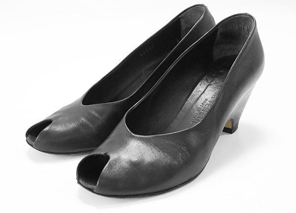 BOTTEGA VENETA ◇ レザー オープントゥ パンプス 黒 34.5サイズ