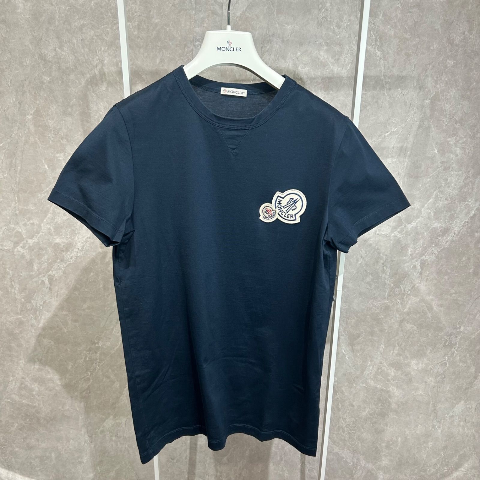 MONCLER モンクレールダブルワッペン半袖TシャツネイビーS 【公式通販】