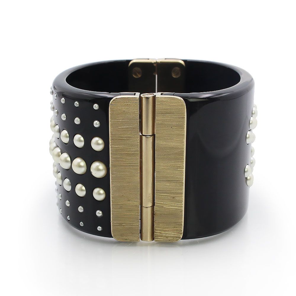 シャネル ココマーク パール プラスチック ブラック ブレスレット