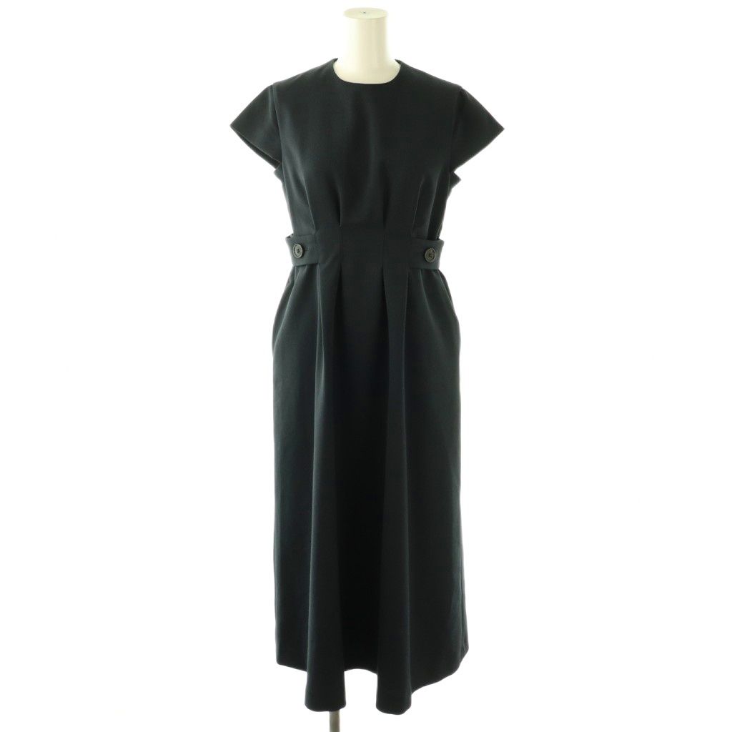 アウディーレ Audire Waist tuck dress ワンピース ロング S 紺 /CX