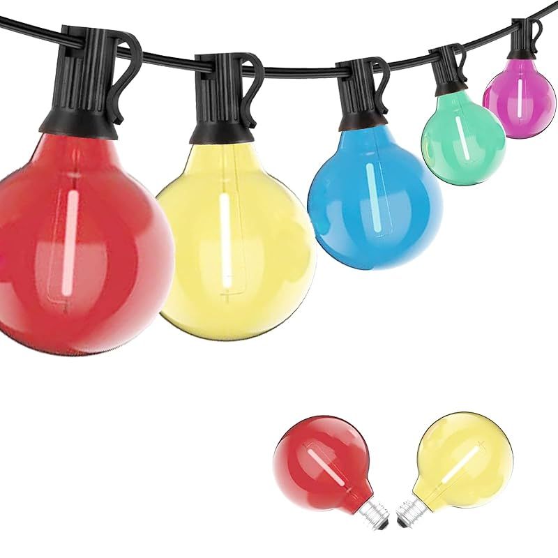 防雨型LEDストリングライト 15M 25個多彩LED電球付き E12口金 2700K