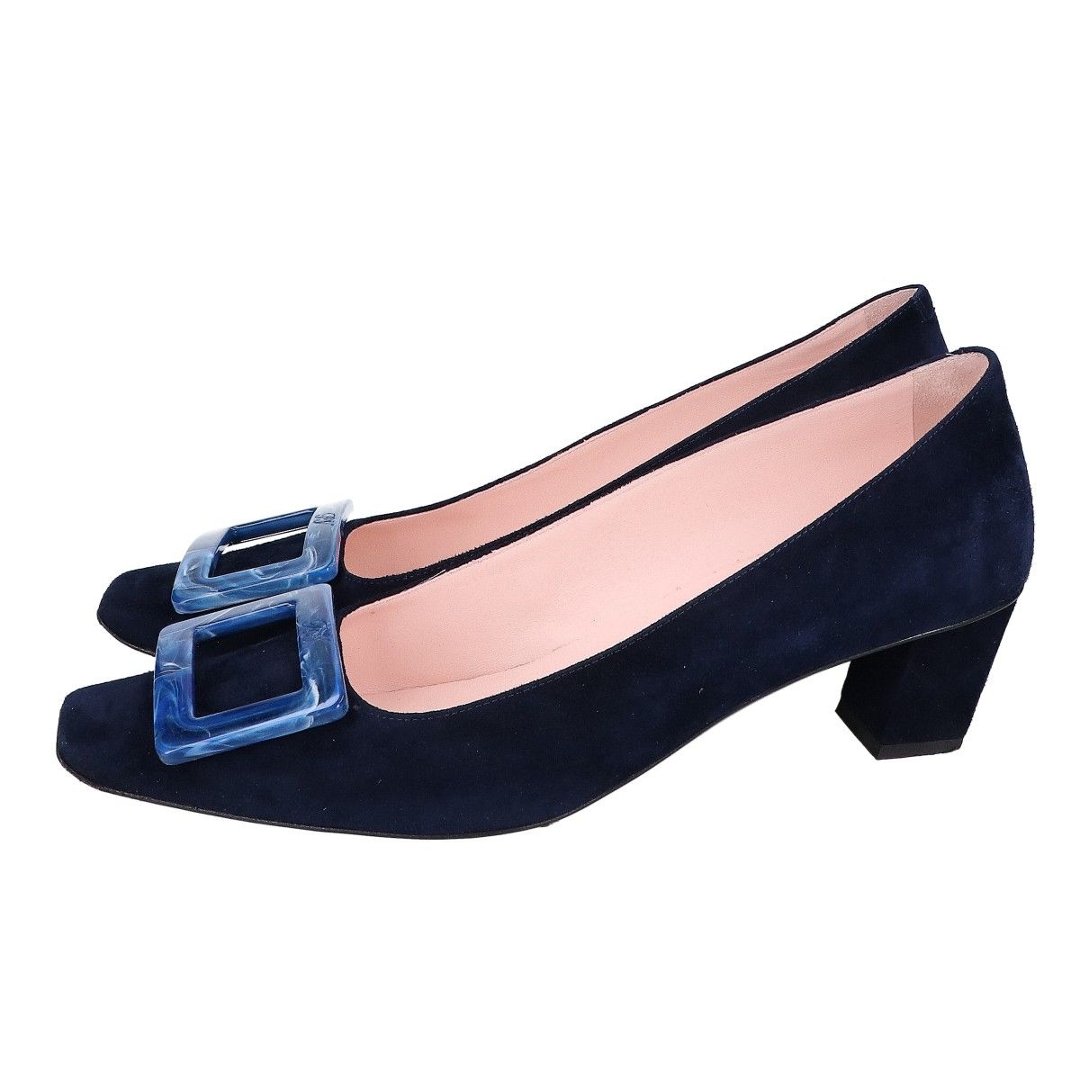 Roger Vivier ロジェヴィヴィエ ブルーバックル スエード スクエアトゥ