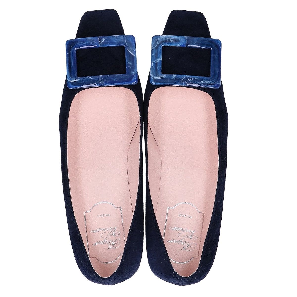 Roger Vivier ロジェヴィヴィエ ブルーバックル スエード スクエアトゥ