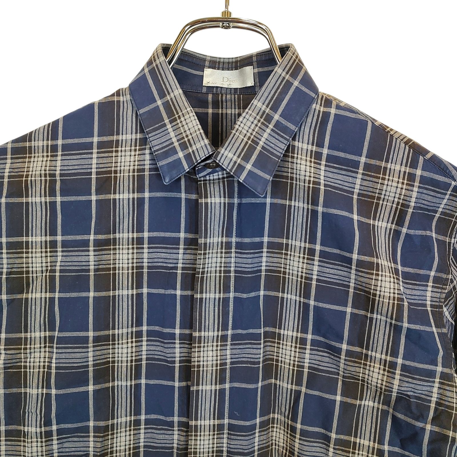 DIOR HOMME ディオール オム 比翼 チェック 長袖 シャツ 9H3150461190