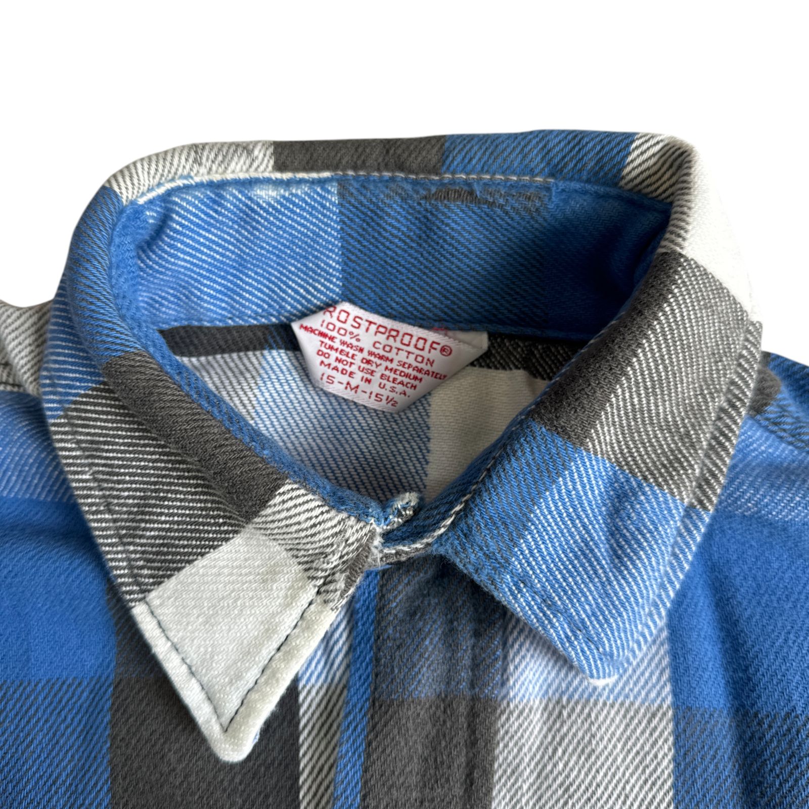 80s FROSTPROOF ヘビーネルシャツ ブルー ブラック ホワイト ブロック