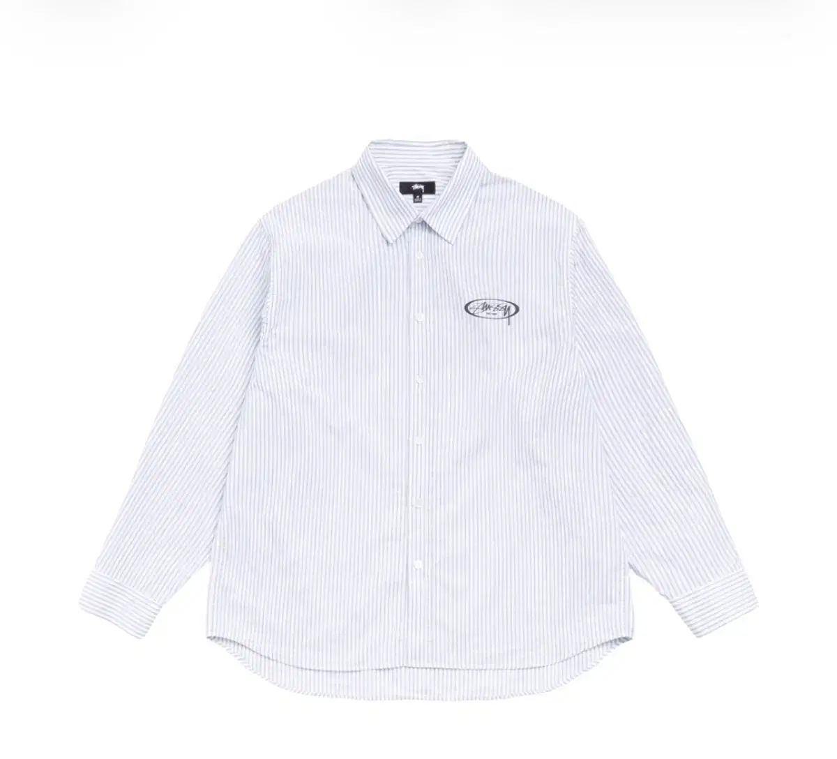 XL) STUSSY ステューシー スタンダード ロゴ シャツ ブルー ストライプ