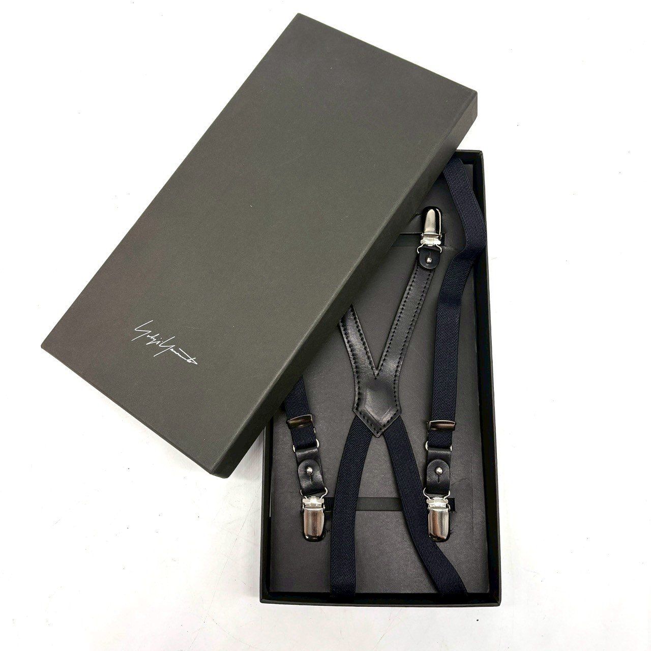 黒で魅せる緊張感】 Yohji Yamamoto サスペンダー ベルト レザー切替